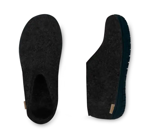The Black Rubber Shoe Slipper | Charcoal| Glerups|  Long Way Home