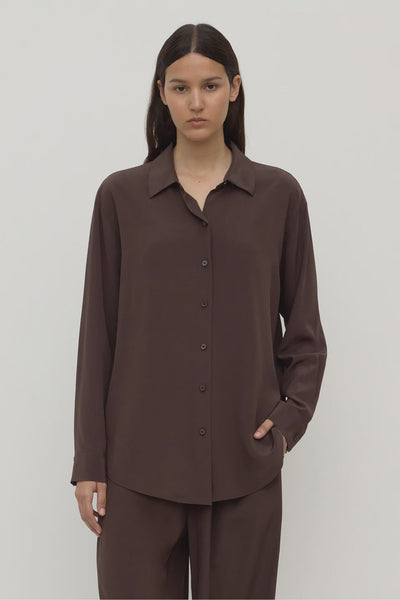 Assembly Label | Betty Silk Long Sleeve Shirt | Ganache| Product vendor