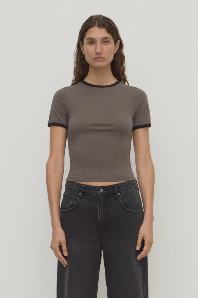 Assembly Label | Kourt Contrast Bind Tee | Bark/Black| Product vendor