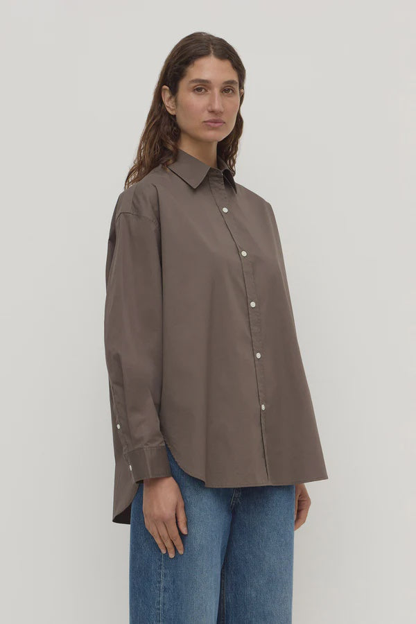 Assembly Label | Marigold Poplin Long Sleeve Shirt | Bark| Product vendor