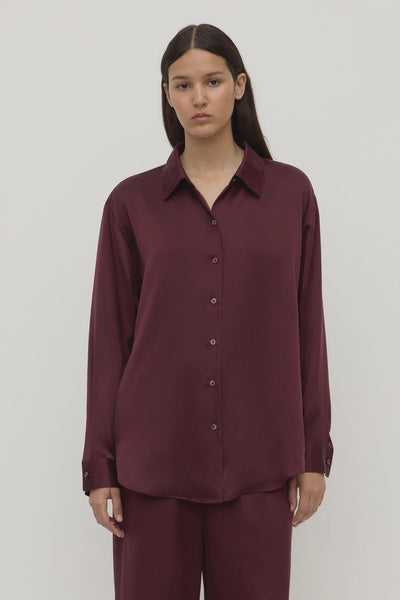 Assembly Label | Pippa Long Sleeve Silk Shirt | Merlot| Product vendor