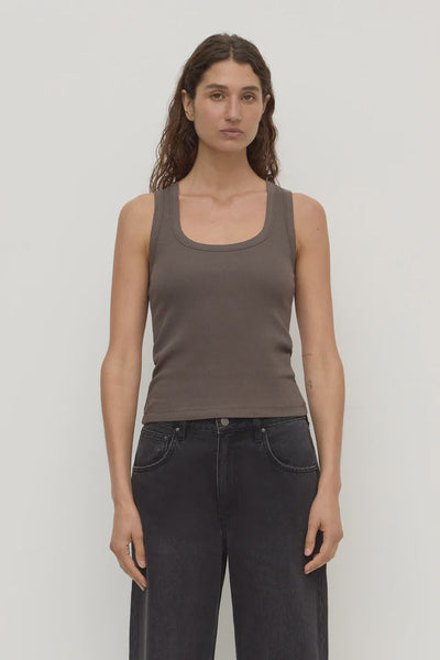 Assembly Label | Robyn Scoop Neck Rib Tank | Bark| Product vendor