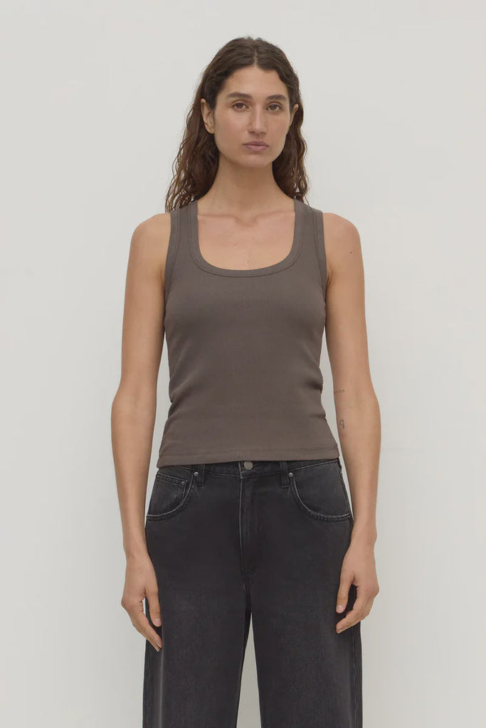 Assembly Label | Robyn Scoop Neck Rib Tank | Bark| Product vendor