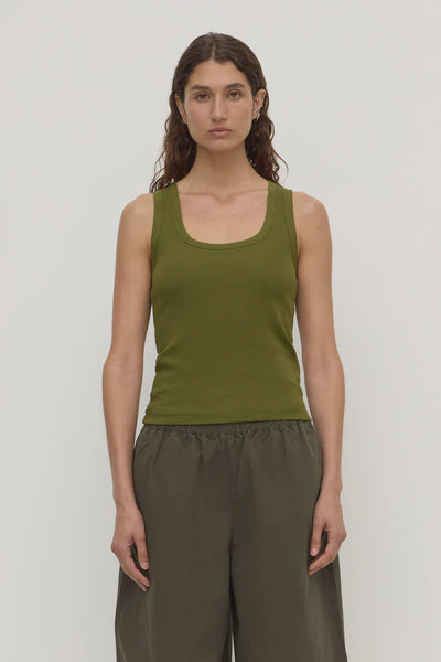 Assembly Label | Robyn Scoop Neck Rib Tank | Grove| Product vendor