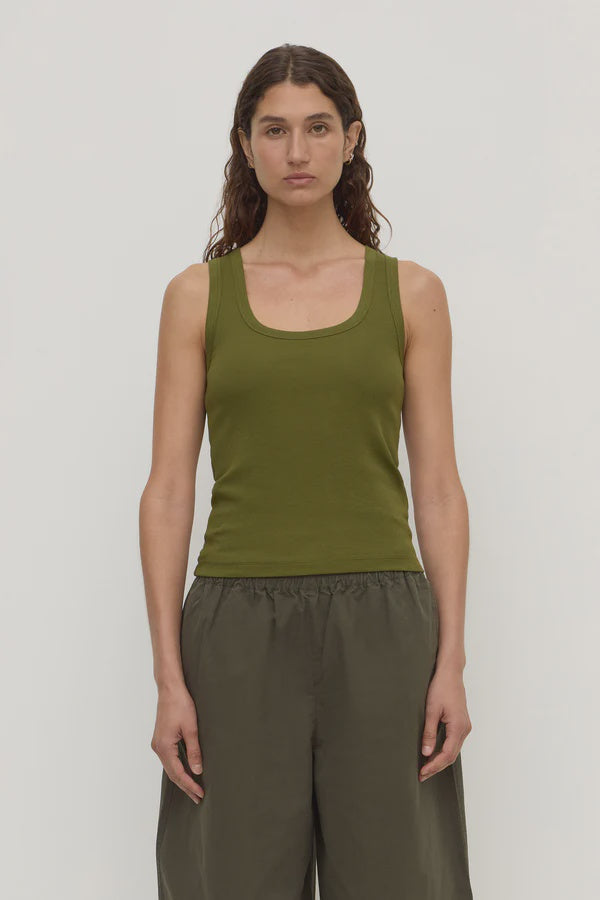Assembly Label | Robyn Scoop Neck Rib Tank | Grove| Product vendor