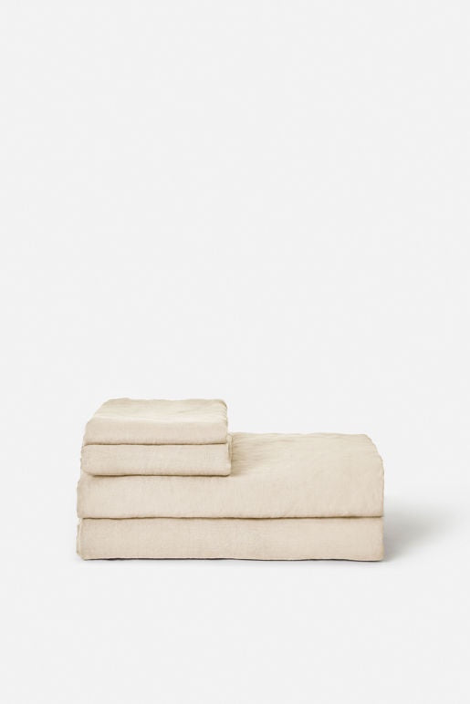 Chambray Linen Fitted Sheet | Oatmeal| Product vendor