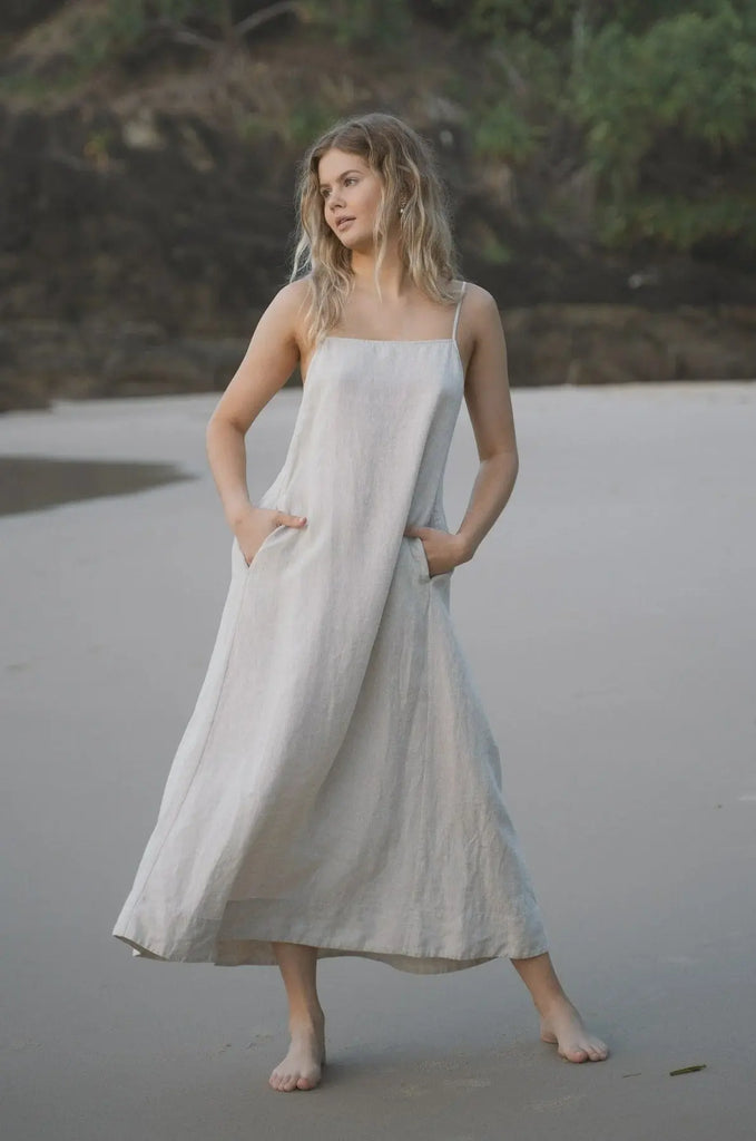 Coco Linen Dress | Oatmeal Lilly Pilly Long Way Home
