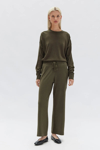 Cotton Cashmere Lounge Wide Leg Pant | Pea Marle| Assembly Label|  Long Way Home