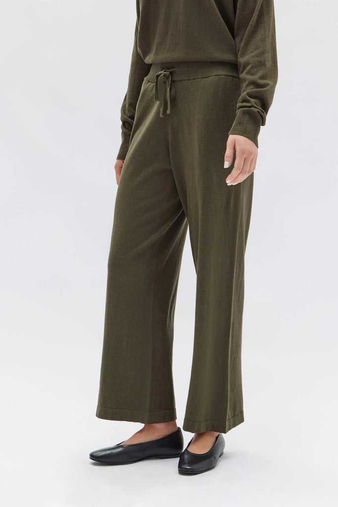 Cotton Cashmere Lounge Wide Leg Pant | Pea Marle| Assembly Label|  Long Way Home