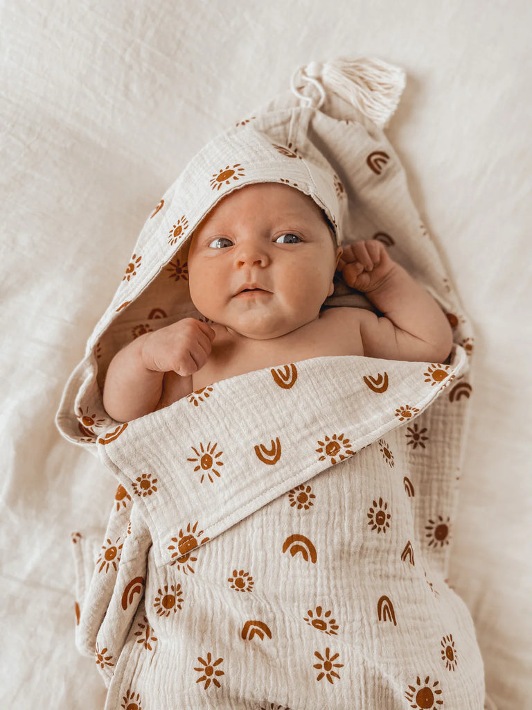 Over The Dandelions | Organic Muslin Hooded Towel - Long Way Home