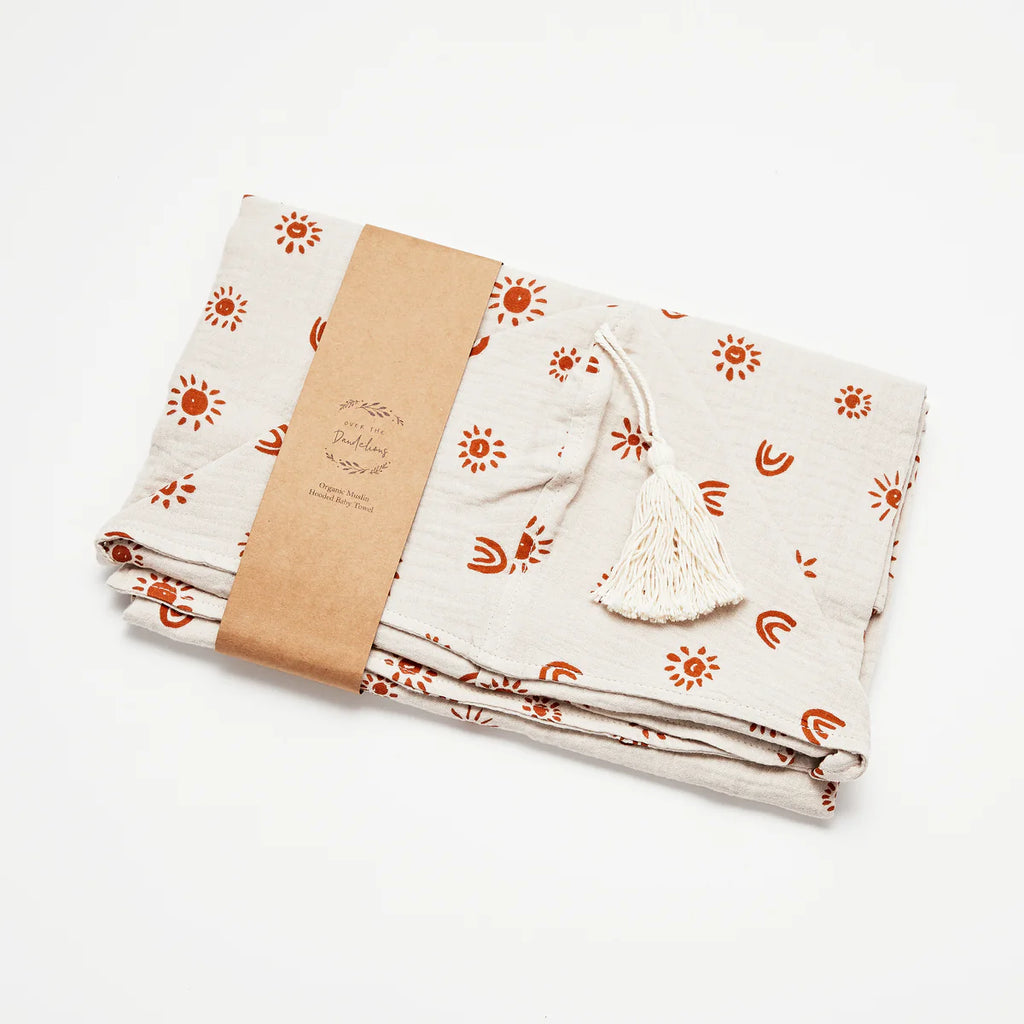 Over The Dandelions | Organic Muslin Hooded Towel - Long Way Home