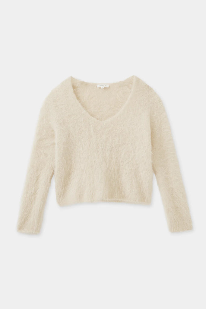 Hunter Alpaca V-Neck Knit | Cream - Long Way Home