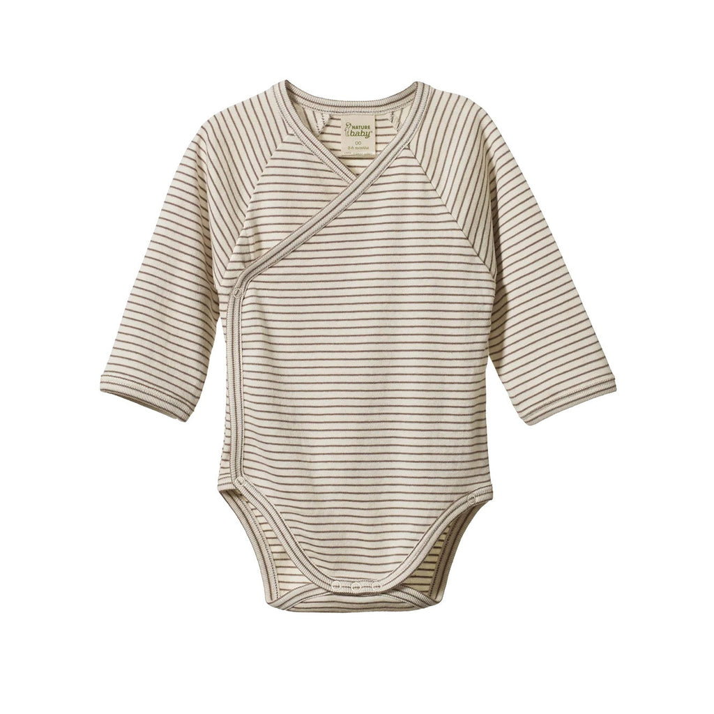Nature Baby | Long Sleeve Kimono Bodysuit | Mushroom Pinstripe| Product vendor