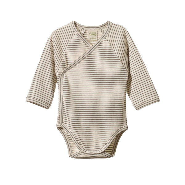 Nature Baby | Long Sleeve Kimono Bodysuit | Mushroom Pinstripe| Product vendor