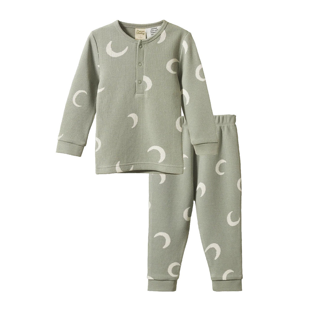 Nature Baby | Long Sleeve Waffle Pyjamas | Crescent Print| Product vendor