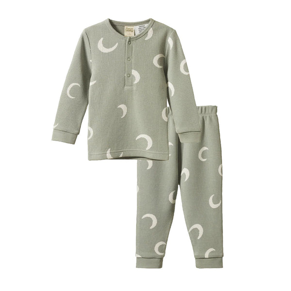 Nature Baby | Long Sleeve Waffle Pyjamas | Crescent Print| Product vendor