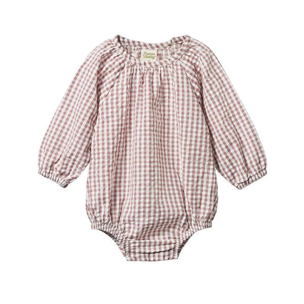 Nature Baby | Meadow Bodysuit Gingham | Twilight Check| Nature Baby|  Long Way Home