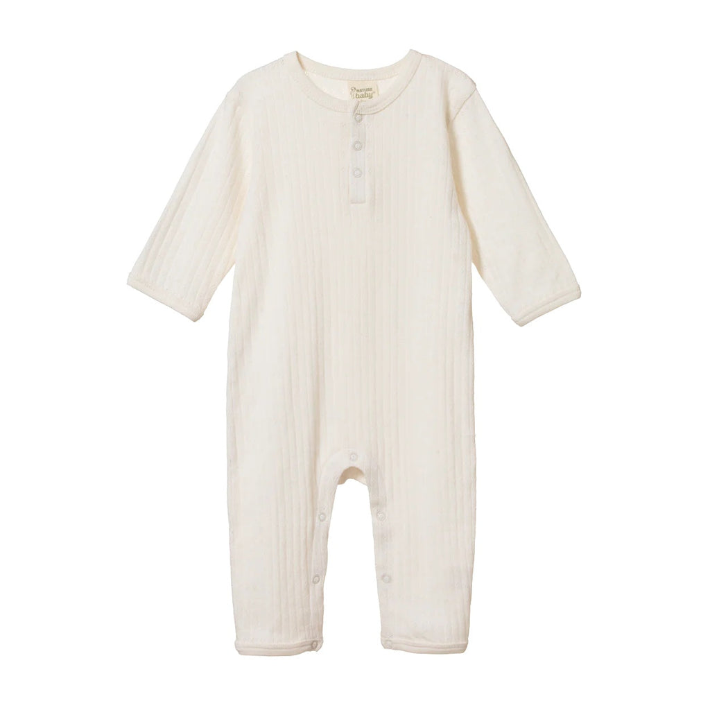 Nature Baby | Pointelle Henley Pyjama Suit | Natural| Product vendor