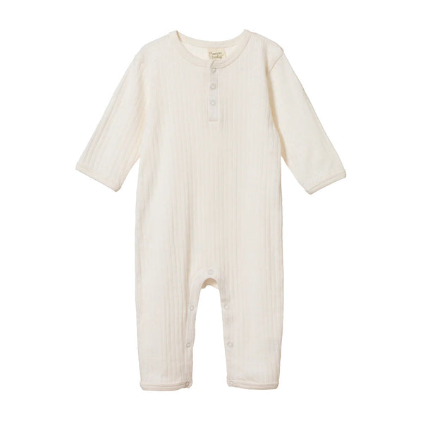 Nature Baby | Pointelle Henley Pyjama Suit | Natural| Product vendor