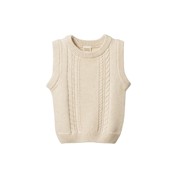 Nature Baby | Walter Vest | Oatmeal Marl Cable Knit| Product vendor