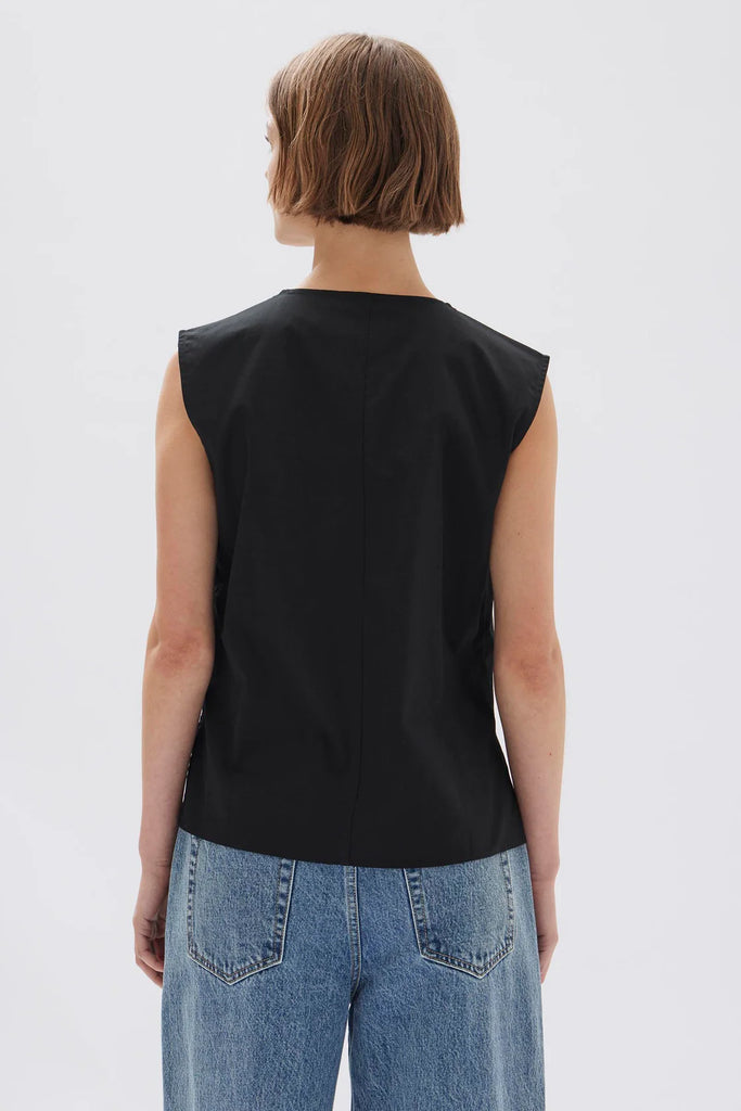 Ollie Poplin Tie Top | Black - Long Way Home