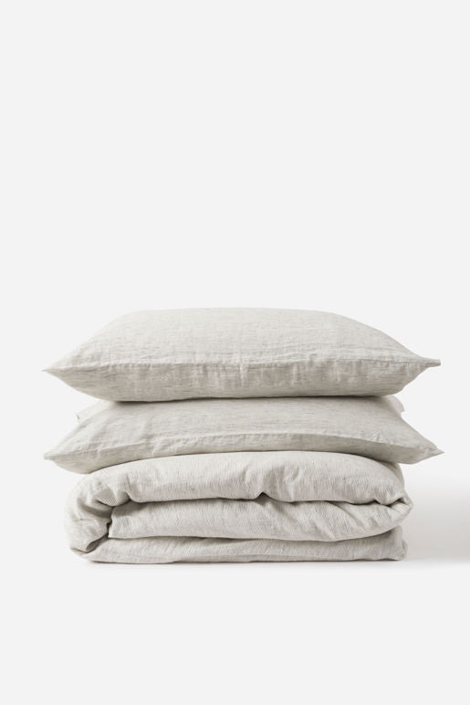 Pinstripe Linen Duvet | Pepper/Chalk| Product vendor