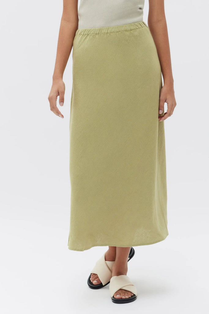 Stella Linen Bias Skirt | Agave Assembly Label Long Way Home