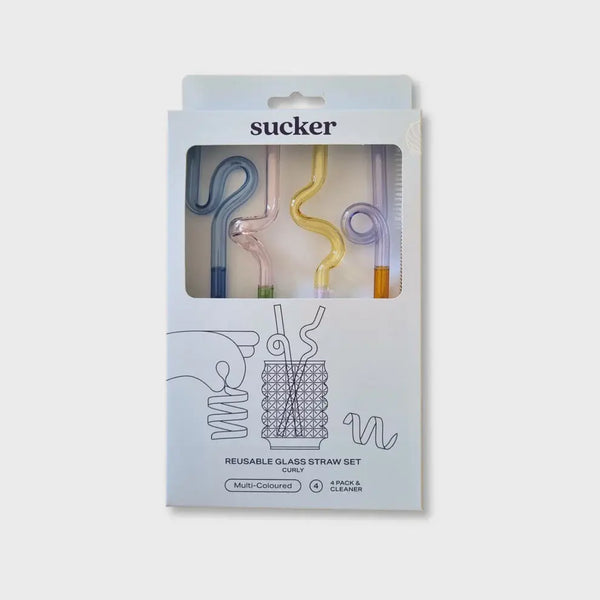 Sucker NZ | Curly Glass Straw Set| Product vendor