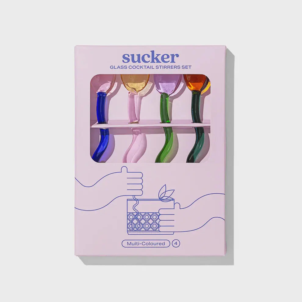 Sucker NZ | Glass Cocktail Stirrer Set | Multi-colour| Product vendor