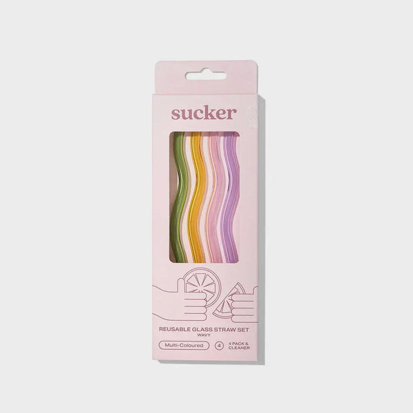 Sucker NZ | Glass Wavy Straws | Pack of 4| Sucker NZ|  Long Way Home