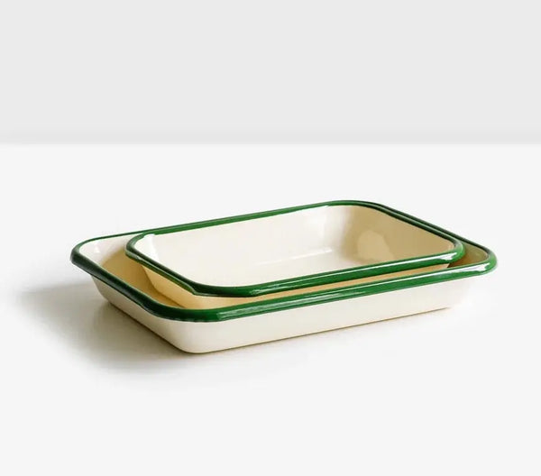 Dishy | Cream and Green | Enamel Baking Tray Dishy Long Way Home