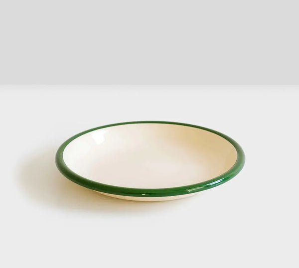 Dishy | Cream and Green | Enamel Plate 20cm Dishy Long Way Home
