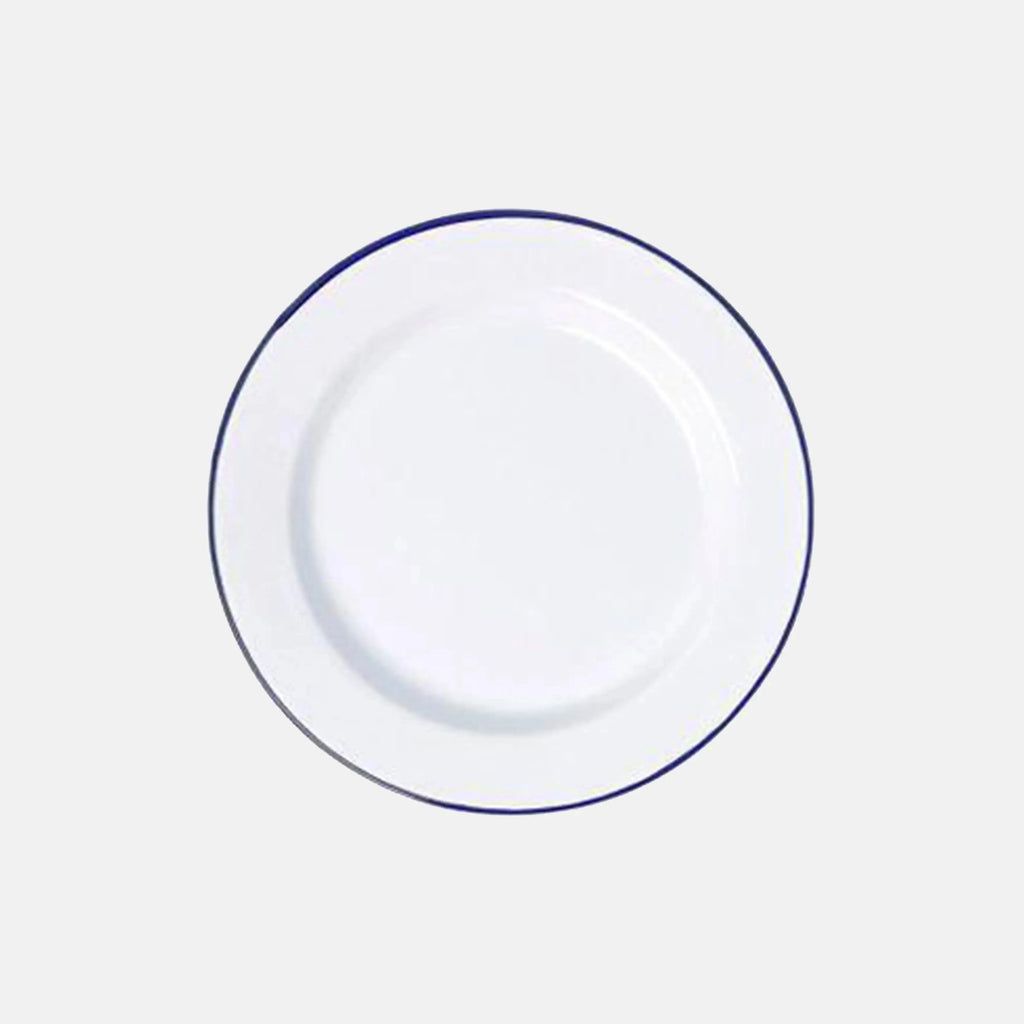 Falcon Enamel | White with Blue Rim | Dinner Plate Falcon Housewares Long Way Home