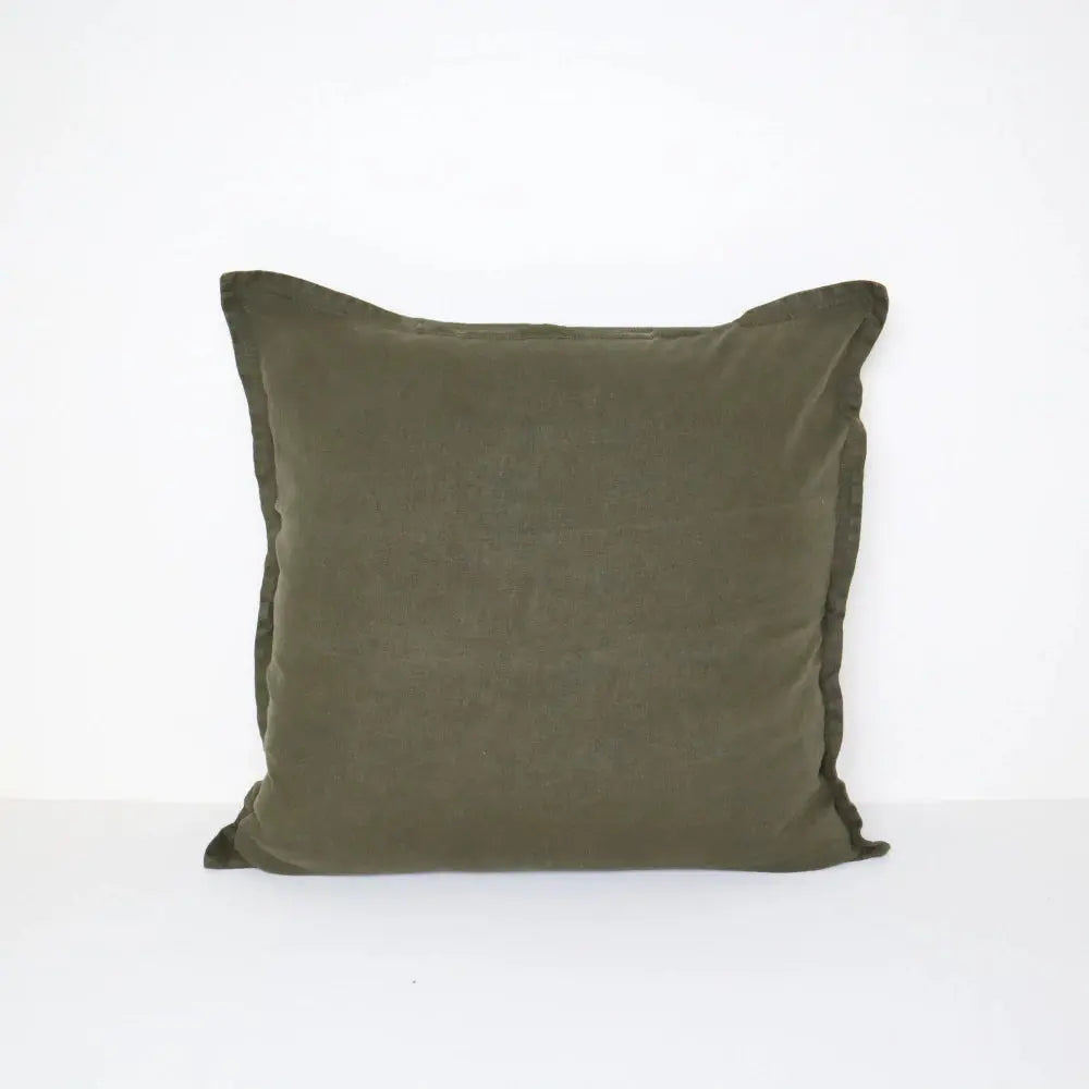 Raine & Humble Classic Linen Cushion Olive Green Raine & Humble Long Way Home