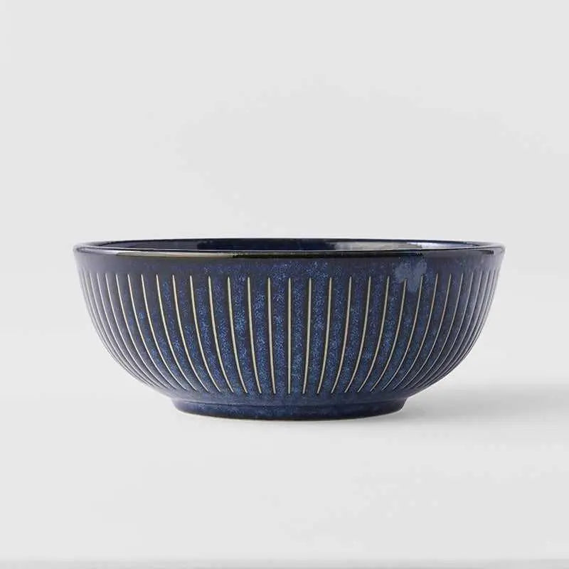 Ridged Indigo Medium Bowl Made In Japan Long Way Home