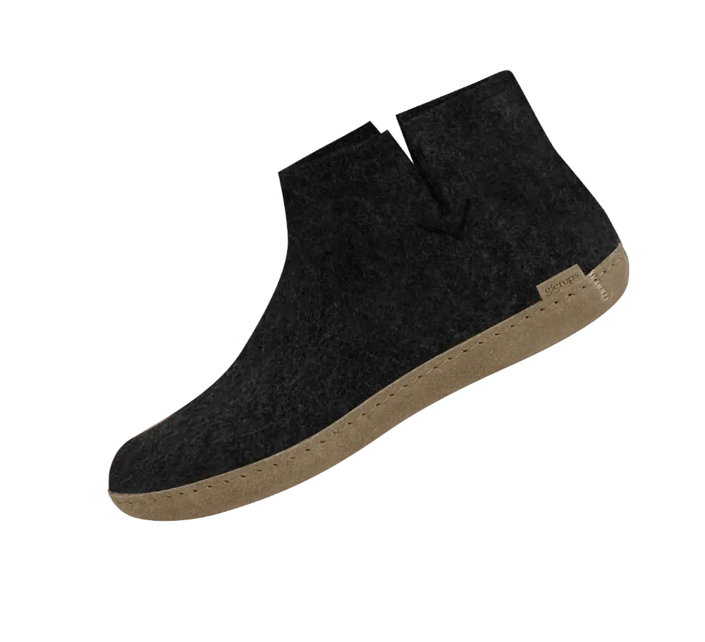 The Leather Boot Slipper Charcoal Glerups Long Way Home