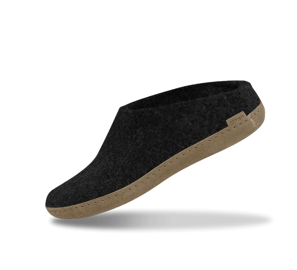 The Leather Slip-on Slipper Charcoal Glerups Long Way Home