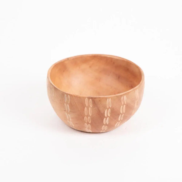 Trade Aid Dot and Line Etched Neem Wood Bowl Trade Aid Long Way Home