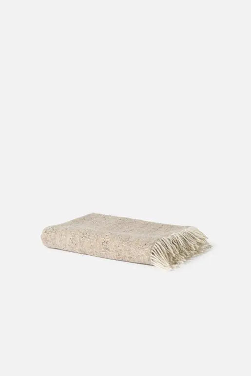 Twill Wool Throw with Fringe Natural/Vanilla Città Long Way Home
